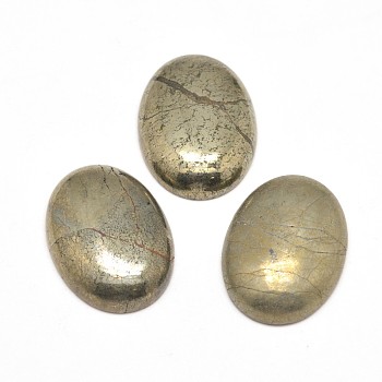 Oval Natural Pyrite Cabochons, 14x10x5mm