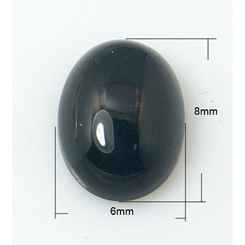 Natural Black Agate Cabochons, Oval, 8x6x3mm