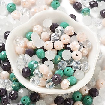 Glass Beads, Faceted, Rondelle, Thistle, 8x6mm, Hole: 1mm, about 145pcs/60g