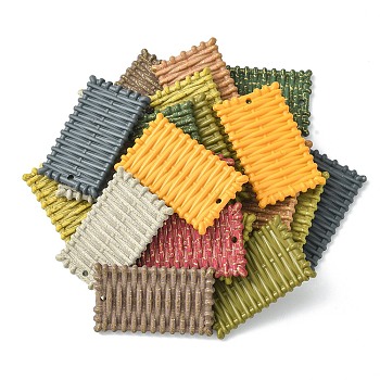 Acrylic Pendants, Imitation Woven Rattan Pattern, Rectangle, Mixed Color, 48.5x29~30x4mm, Hole: 2mm