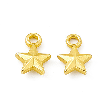 Rack Plating Alloy Charms, Cadmium Free & Lead Free & Nickle Free, Star Charms, Matte Gold Color, 11x8x3mm, Hole: 1.8mm