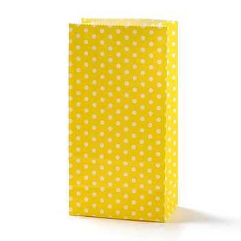 Rectangle Kraft Paper Bags, None Handles, Gift Bags, Polka Dot Pattern, Yellow, 9.1x5.8x17.9cm