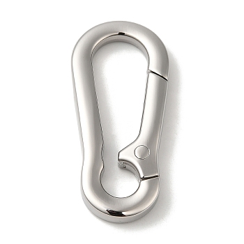 304 Stainless Steel Keychain Clasps, Curved Surface, Stainless Steel Color, 48x22x6mm