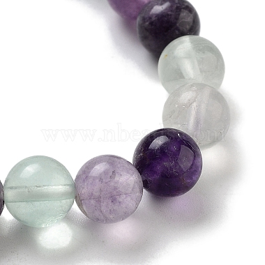 Round & Cat Head Natural Fluorite Beaded Stretch Bracelets for Women(BJEW-K251-03E)-4