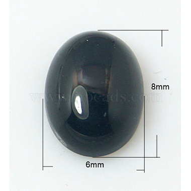 8mm Black Oval Black Agate Cabochons