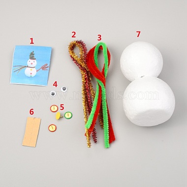 DIY Christmas Snowman Crafts, Including Picture, Chenille Sticks, Craft  Eye, Iron Button Pin, Paper Stick, Foam Model, Red, 111x66mm