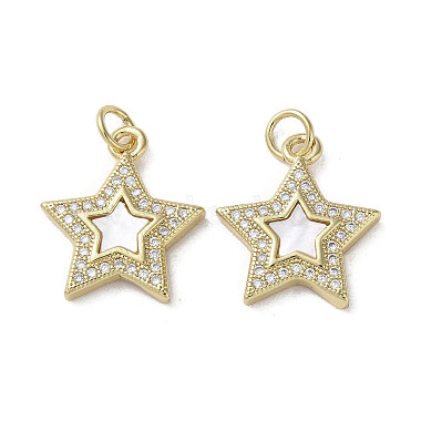 Real 18K Gold Plated Clear Star Brass+Cubic Zirconia+Shell Pendants