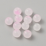 Two Tone Baking Paint Glass Beads, Round, Pearl Pink, 8x7.5mm, Hole: 1.4mm(GLAA-WH0031-62A)
