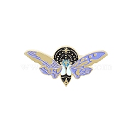 Glow in the Dark Luminous Moth Enamel Pin, Golden Alloy Badge for Backpack Clothes, Lilac, 15x30.5mm(LUMI-PW0004-001B)
