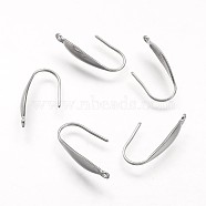 304 Stainless Steel Earring Hooks, with Vertical Loop, Stainless Steel Color, 20x4.5x1mm, Hole: 1mm, 21 Gauge, Pin: 0.7mm(STAS-F041-49)