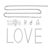 DIY Valentine's Day Necklace Making, with 201 Stainless Steel Links & Charms, Iron Cable Chains, Alloy Lobster Claw Clasps, Silver(DIY-JP0003-74S)