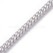 304 Stainless Steel Cuban Link Chains, Chunky Curb Chains, Twisted Chains, Unwelded, Stainless Steel Color, 5mm, Links: 7x5x1.4mm(CHS-L020-043P)