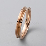 Titanium Steel Grooved Finger Ring Settings, Ring Core Blank, for Inlay Ring Jewelry Making, Rose Gold, Inner Diameter: 21mm, Slot: 2mm(RJEW-WH0012-11F)