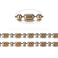 Brass Ball Chains, Ball-Bar Style, Round and Oval, Long-Lasting Plated, Soldered, with Spool, Cadmium Free & Nickel Free & Lead Free, Antique Bronze, 1.8x1mm and 1mm, about 32.8 Feet(10m)/roll(X-CHC-S008-009F-AB)