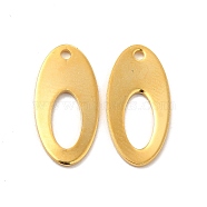 201 Stainless Steel Pendants, Oval Charm, Real 24K Gold Plated, 16x8x0.5mm, Hole: 1.2mm(STAS-P320-33G)