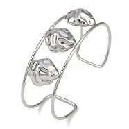 Non-Tarnish 304 Stainless Steel Wide Textured Open Cuff Bangles, Nuggets, 2-1/2~2-3/4 inch(6.5~7cm)x1-7/8 inch(4.7cm)(BJEW-Q348-05P-12)