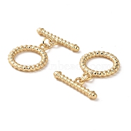 Rack Plating Alloy Toggle Clasps, Long-Lasting Plated, Round Ring, Real 18K Gold Plated, Ring: 21x17x2.3mm, Hole: 2mm, Bar: 23x8x2.3mm, Hole: 2mm(PALLOY-F305-07G)