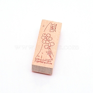 Wooden Stamps, with Rubber, Rectangle, Flower Pattern, 55x22x19mm(AJEW-WH0018-64I)