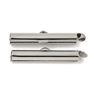 Brass Slide On End Clasp Tubes, Slider End Caps, with Pendant Bails, Real Platinum Plated, 6x29x4mm, Hole: 1mm(KK-N254-119P-04)