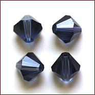 Imitation Austrian Crystal Beads, Grade AAA, Faceted, Bicone, Marine Blue, 3x3mm, Hole: 0.7~0.9mm(SWAR-F022-3x3mm-207)