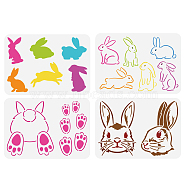 4Pcs 4 Styles PET Hollow Out Drawing Painting Stencils, for DIY Scrapbook, Photo Album, Rabbit, 297x210mm, 1pc/style(DIY-WH0394-0204)