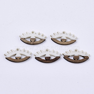 Resin & Walnut Wood Pendants, Eyes, Creamy White, 14x27x4mm, Hole: 2mm(RESI-N025-009A-B05)