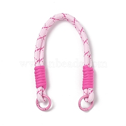 Nylon Cord Bag Handles, with Alloy Spring Gate Rings, for Bag Replacement Accessories, Deep Pink, 34.5x1.55cm(AJEW-C035-04B)