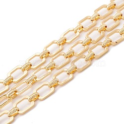 Alloy Rectangle and Oval Link Chains, Textured, Long-Lasting Plated, Unwelded, with Spool, Golden, Links: 17x3x2.5mm, 11x4x7mm(LCHA-I002-03G)