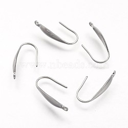 304 Stainless Steel Earring Hooks, with Vertical Loop, Stainless Steel Color, 20x4.5x1mm, Hole: 1mm, 21 Gauge, Pin: 0.7mm(STAS-F041-49)