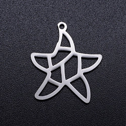 Tarnish Resistant 201 Stainless Steel Hollow Pendants, Starfish/Sea Stars, Stainless Steel Color, 15.5x13x1mm, Hole: 1.5mm(STAS-Q201-JN282-1-13)