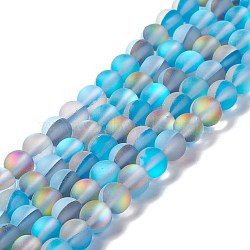 Synthetic Moonstone Beads Strands, Frosted, Round, Deep Sky Blue, 6mm, Hole: 1mm, about 60~64pcs/strand, 14.76''~15.55''(37.5~39.5cm)(G-E573-01A-22)