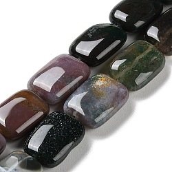 Natural Indian Agate Beads Strands, Rectangle, 14~15x10~11x5~5.5mm, Hole: 1~1.2mm, about 28pcs/strand, 16.02 inch(40.7cm)(G-K357-D18-01)