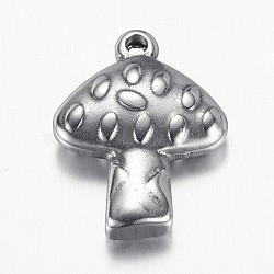 304 Stainless Steel Pendants, Mushroom, Stainless Steel Color, 16.5x13x3.5mm, Hole: 1mm(X-STAS-G108-07)