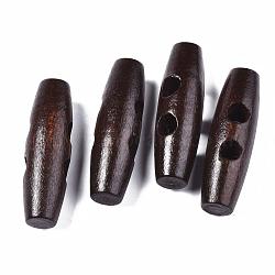 2-Hole Wooden Buttons, Oval, Coconut Brown, 39.5x12x11mm, Hole: 5mm(WOOD-Q036-01)