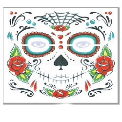 Day Of The Dead Theme, Removable Temporary Water Proof Tattoos Paper Stickers, Skull Pattern, 15x12.5cm(FEST-PW0001-056-01)