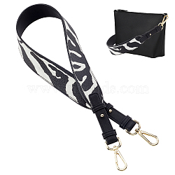 Zebra Pattern PU Leather Bag Handles, with Alloy Swivel Clasps, Iron Chain & D Clasps, for Bag Replacement Accessories, Black, 80x4x1.4cm(FIND-WH0111-02)