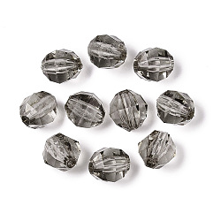 Transparent Acrylic Beads, Faceted Round, Gray, about 8mm long, 8.5mm wide, 7mm thick, hole: 1.5mm, about 1650pcs/500g(PL370Y-10)