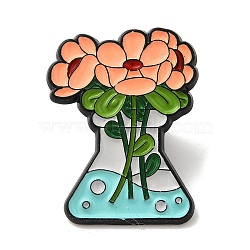 Flower Enamel Pins, Black Alloy Brooch, for Backpack Clothes, Pink, 31x24x2mm(JEWB-K022-03A-EB)