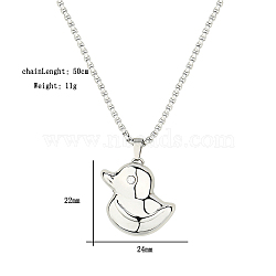 Stainless Steel Box Chain Duck Pendant Necklaces, Stainless Steel Color, 19.69 inch(50cm)(GZ1226-2)