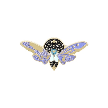 Glow in the Dark Luminous Moth Enamel Pin, Golden Alloy Badge for Backpack Clothes, Lilac, 15x30.5mm