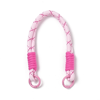 Nylon Cord Bag Handles, with Alloy Spring Gate Rings, for Bag Replacement Accessories, Deep Pink, 34.5x1.55cm