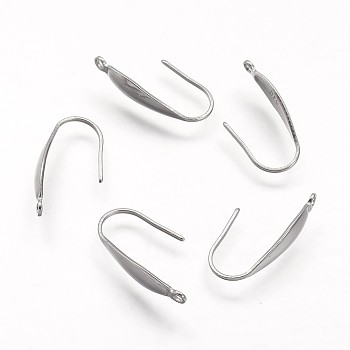 304 Stainless Steel Earring Hooks, with Vertical Loop, Stainless Steel Color, 20x4.5x1mm, Hole: 1mm, 21 Gauge, Pin: 0.7mm