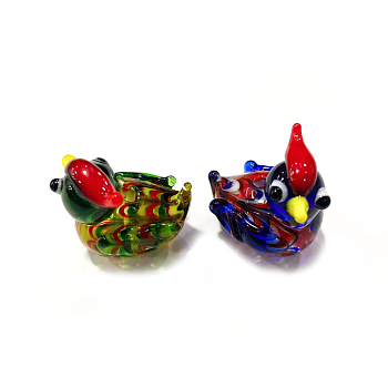 Handmade Lampwork Beads, Mandarin Duck, Mixed Color, 22x21x15mm, Hole: 1.2mm