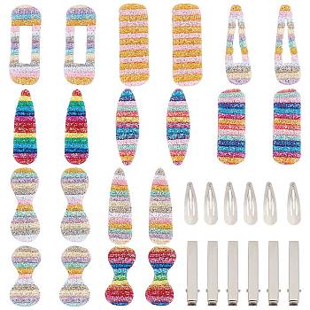 SUNNYCLUE DIY Alligator Hair Clip Making Kits, Including Non Woven Fabric Costume Accessories and Iron Flat Alligator Hair Clip Findings, Mixed Color, 40pcs/set