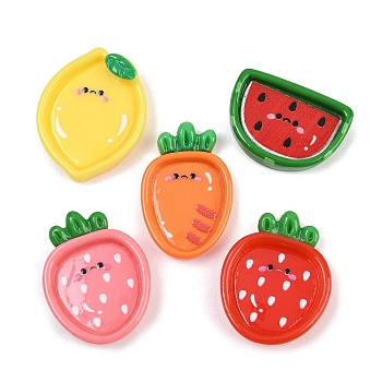 Opaque Resin Imitation Food Cabochons, Fruit, Mixed Color, 17~28x18~24.5x4.5~7mm