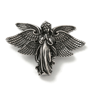 316 Surgical Stainless Steel Pendants, Angel Charm, Antique Silver, 39x40x29mm, Hole: 4mm