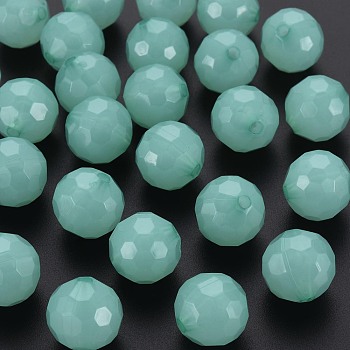 Imitation Jelly Acrylic Beads, Faceted, Round, Medium Aquamarine, 16.5x16mm, Hole: 2.5mm, about 288pcs/500g