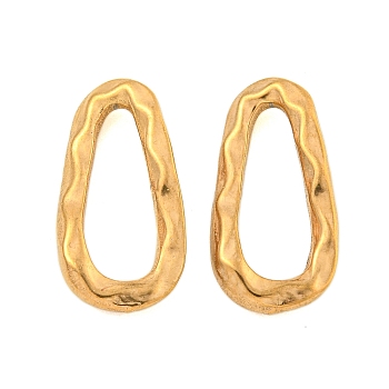 304 Stainless Steel Linking Rings, Textured Teardrop, Golden, 26x13x2.5mm, Inner Diameter: 19.5x7mm