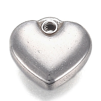 Tarnish Resistant 304 Stainless Steel Charms, Heart, Stainless Steel Color, 7.5x8x2.5mm, Hole: 1mm