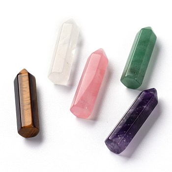 Pointed Natural Mixed Gemstone Home Display Decoration, Healing Stone Wands, for Reiki Chakra Meditation Therapy Decos, Bullet, 56.2x14x14mm